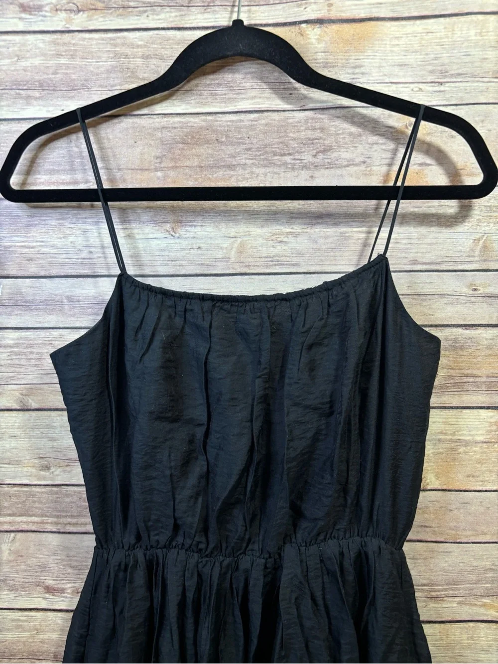 NWT Abercrombie & Fitch Low Back Tiered Maxi Black Cotton Sundress Small Tall